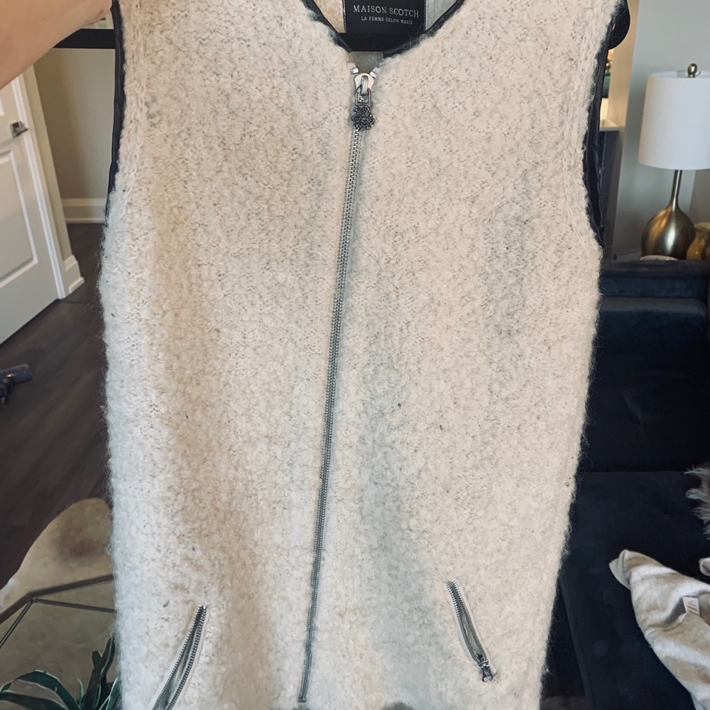 Maison Scotch Wool Vest W Leather Trim